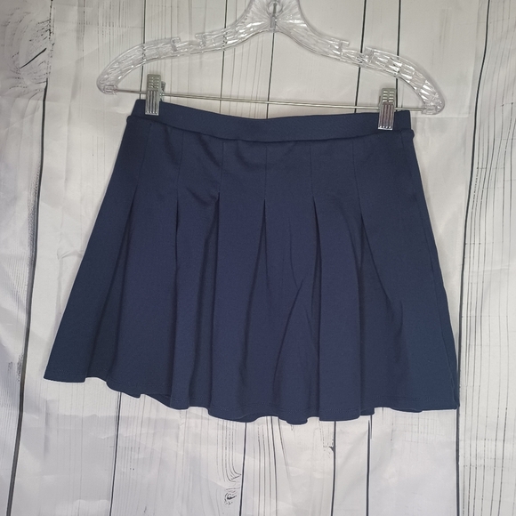 SO Navy Blue Pleated Mini Skater School Girl Skirt - Picture 1 of 8